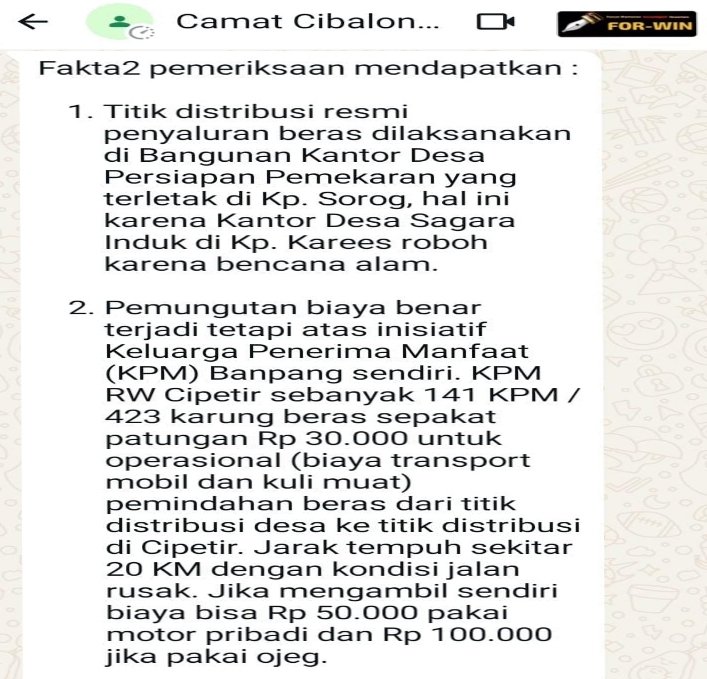 Camat Cibalong Akui Ada Pungutan Beras Bansos Rp30-40.000 di Desa Sagara, Dalih Inisiatif KPM dan Uang Masuk Kas RW